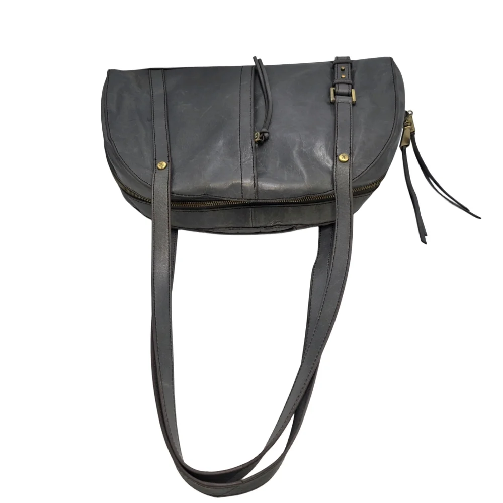 HOBO Distressed Gray Leather Satchel Shoulder Bag – 10